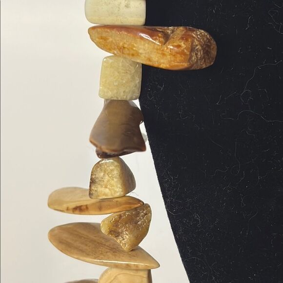 Tribal Brown and Cream Beaded Bohemian Style Statement Necklace 24” - Picture 3 of 6